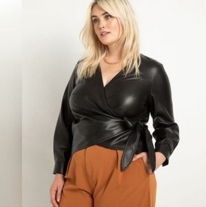 Eloquii Faux Leather wrap top